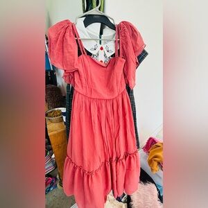Joyfolie Coral Ruffle Dress